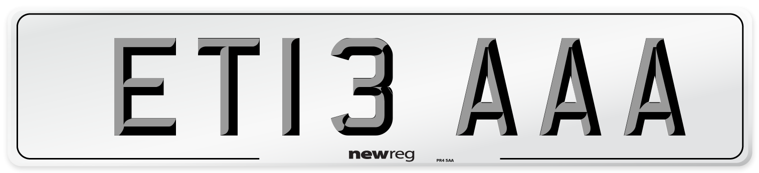 ET13 AAA Number Plate from New Reg